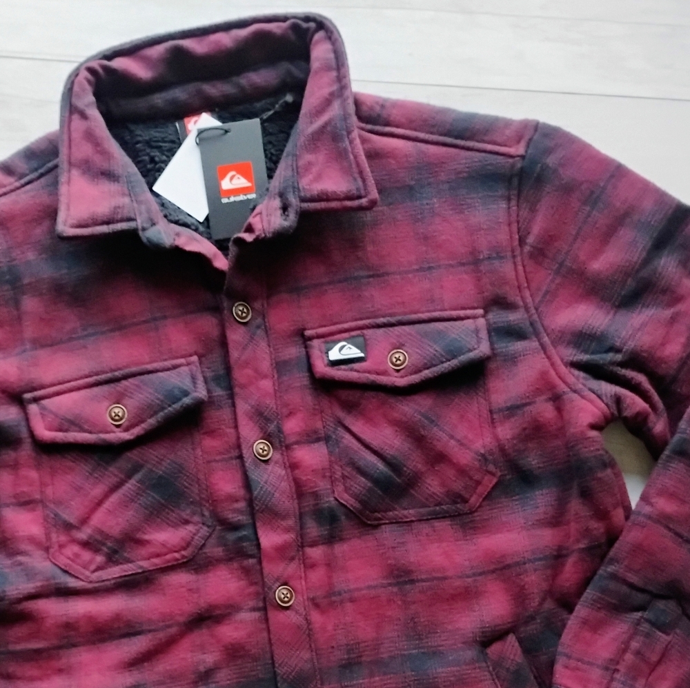 QUIKSILVER NEW Gideon Cold Days Sherpa Lined Flannel Shirt Jacket - Picture 2 of 12